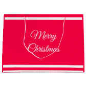 メリークリスマス文字ノスタルジックレッドホワイトテンプレート ラージペーパーバッグ (正面)