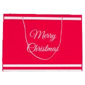 メリークリスマス文字ノスタルジックレッドホワイトテンプレート ラージペーパーバッグ (裏面)