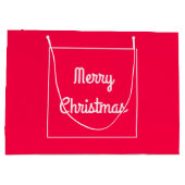 メリークリスマス文字ノスタルジックレッドホワイトテンプレート ラージペーパーバッグ (裏面)