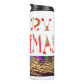 メリークリスマス文字パターンデザイン:フェスティバルアート タンブラー (回転右)