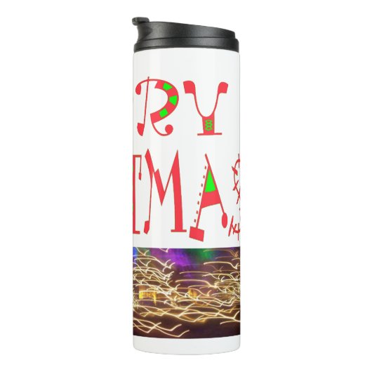 メリークリスマス文字パターンデザイン:フェスティバルアート タンブラー (回転右)