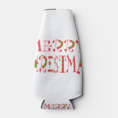 メリークリスマス文字パターンデザイン:フェスティバルアート ボトルクーラー (正面)