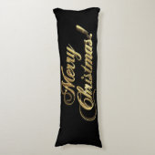 メリークリスマス文字モダンブラック&金ゴールド ボディピロー (正面縦)