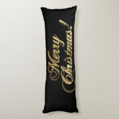 メリークリスマス文字モダンブラック&金ゴールド ボディピロー (裏面 (縦))