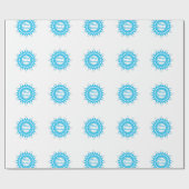 メリークリスマス文字ラウンドフレームスノーフレークブルーwh ラッピングペーパー (フラット)