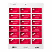 メリークリスマス文字レッドホワイトハンドスクリプトサンタ ラベル (フルシート)