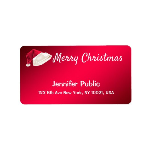 メリークリスマス文字レッド手書きスクリプトサンタ ラベル (正面)