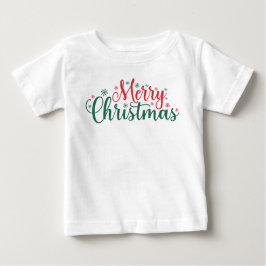 メリークリスマス文字 ベビーTシャツ