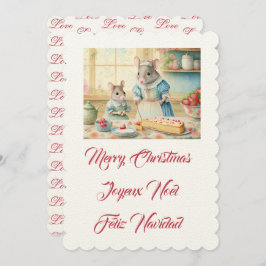 メリークリスマス料理と母 招待状