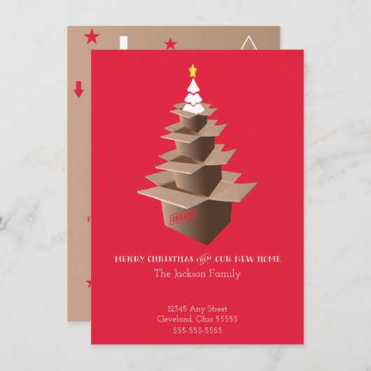 メリークリスマス新しい家の動きのお知らせ シーズンカード (正面/裏面)