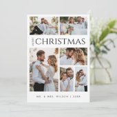 メリークリスマス新婚 |6枚のフォトブラック&ホワイト シーズンカード (スタンド正面)