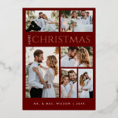 メリークリスマス新婚 |6枚のフォトレッド 箔シーズンカード (正面)