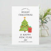 メリークリスマス新年おめでとう。かわいい冬の木 シーズンカード (スタンド正面)