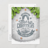 メリークリスマス新年が白木素朴を願う シーズンポストカード (正面/裏面)