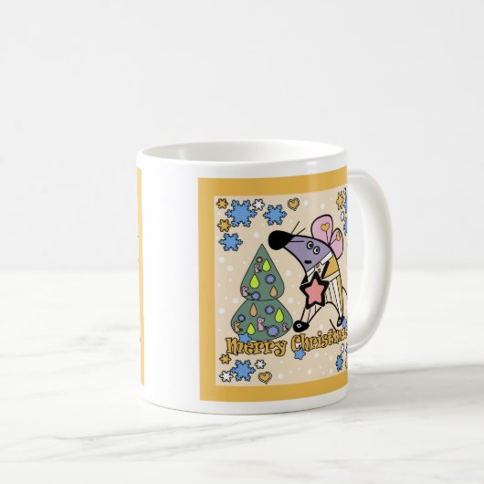 メリークリスマス新年のシンボルマウスかわいい コーヒーマグカップ (正面右)