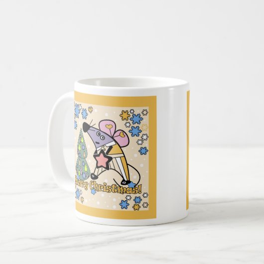 メリークリスマス新年のシンボルマウスかわいい コーヒーマグカップ (正面左)
