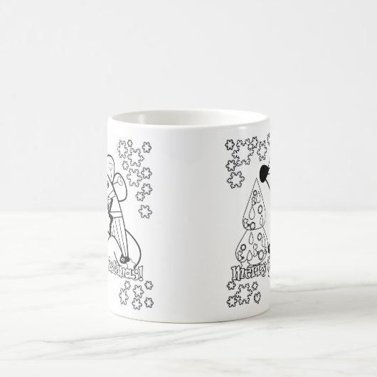 メリークリスマス新年のシンボルマウスかわいい コーヒーマグカップ (中央)