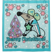 メリークリスマス新年のシンボルマウスかわいい シャワーカーテン (正面)