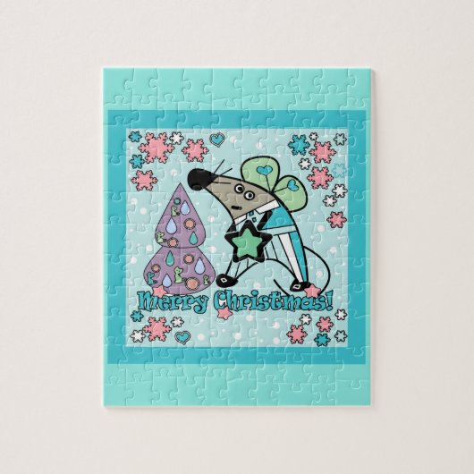 メリークリスマス新年のシンボルマウスかわいい ジグソーパズル (縦)