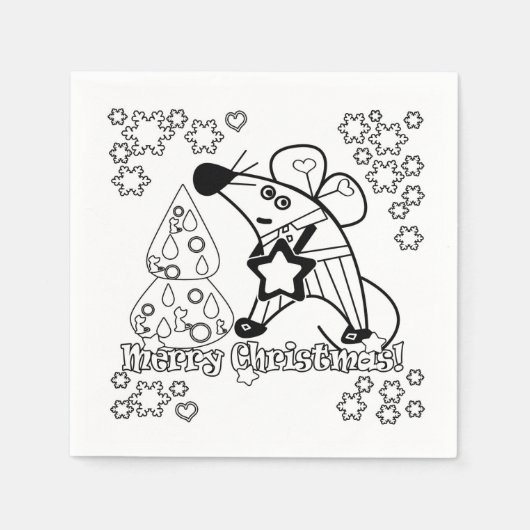 メリークリスマス新年のシンボルマウスかわいい スタンダードカクテルナプキン (正面)