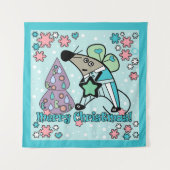 メリークリスマス新年のシンボルマウスかわいい タペストリー (正面)