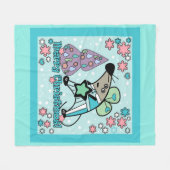 メリークリスマス新年のシンボルマウスかわいい フリースブランケット (正面(横))