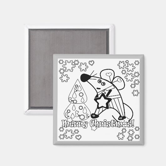 メリークリスマス新年のシンボルマウスかわいい マグネット (正面/裏面)