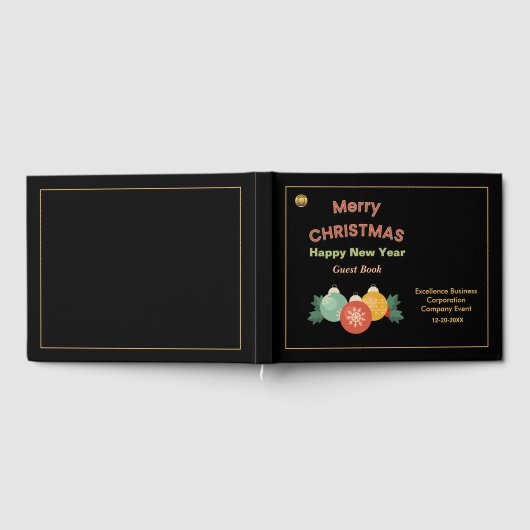 メリークリスマス新年のビジネスロゴカスタム ゲストブック (全面)
