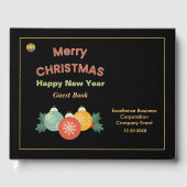 メリークリスマス新年のビジネスロゴカスタム ゲストブック (正面)