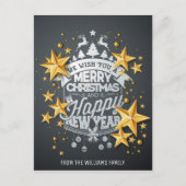 メリークリスマス新年の写真希望金ゴールド星 シーズンポストカード (正面)