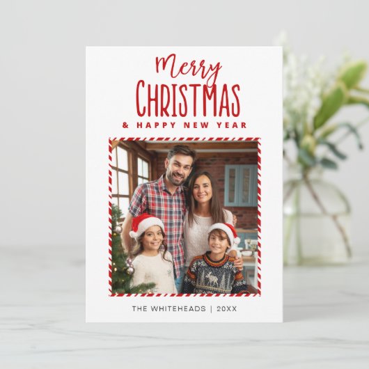 メリークリスマス新年キャンディーケーン写真 シーズンカード (スタンド正面)