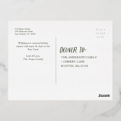 メリークリスマス新年4フォトコラージエバーグリーン 箔シーズンポストカード (裏面)