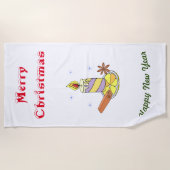 メリークリスマス新年 ビーチタオル (正面)