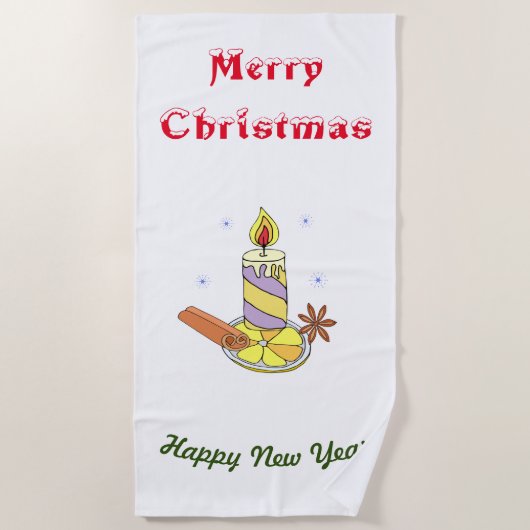 メリークリスマス新年 ビーチタオル (正面)