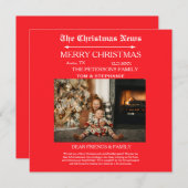 メリークリスマス新聞家族の写真 シーズンカード (正面/裏面)