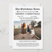 メリークリスマス新聞家族の写真 シーズンカード (正面)