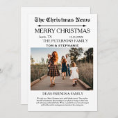 メリークリスマス新聞家族の写真 シーズンカード (正面/裏面)