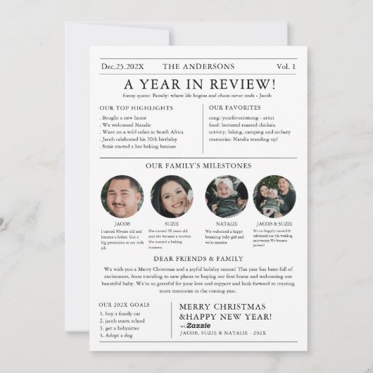 メリークリスマス新聞年レビュー写真 シーズンカード (裏面)