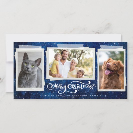 メリークリスマス星空の夜3フォトコラージュ シーズンカード (正面)