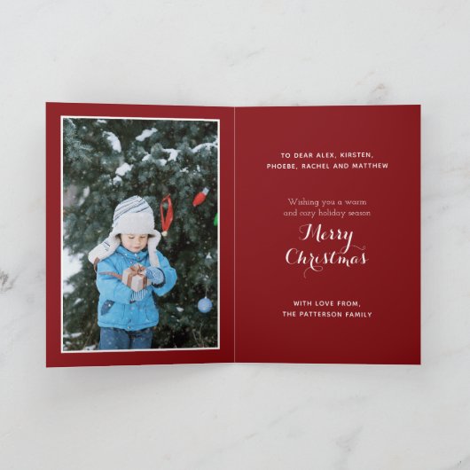 メリークリスマス暖かい居心地の良い暖炉サンタ写真 ノートカード (内部)