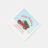 メリークリスマス書道かわいい赤素朴トラック スタンダードカクテルナプキン (角)