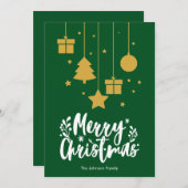 メリークリスマス書道グリーンクリスマスカード シーズンカード (正面/裏面)