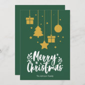 メリークリスマス書道グリーンクリスマスカード シーズンカード (正面/裏面)