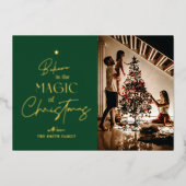 メリークリスマス書道グリーンフォトフォイルカード 箔シーズンカード (正面)