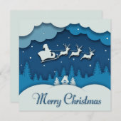 メリークリスマス書道サンタそりトナカイ シーズンカード (正面/裏面)