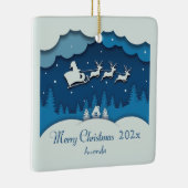 メリークリスマス書道サンタそりトナカイ セラミックオーナメント (右)