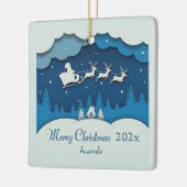 メリークリスマス書道サンタそりトナカイ セラミックオーナメント (左)