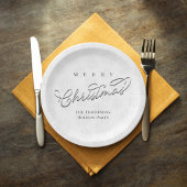 メリークリスマス書道シルバースノーフレーク ペーパープレート