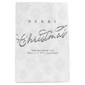 メリークリスマス書道シルバースノーフレーク ミディアムペーパーバッグ (正面)