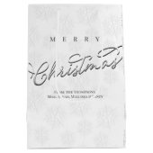 メリークリスマス書道シルバースノーフレーク ミディアムペーパーバッグ (裏面)